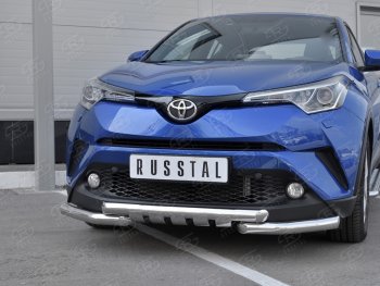 25 999 р. Защита переднего бампера (Ø63 мм с клыками, нержавейка) SLITKOFF Toyota C-HR NGX10, ZGX10 дорестайлинг (2016-2019)  с доставкой в г. Краснодар. Увеличить фотографию 4