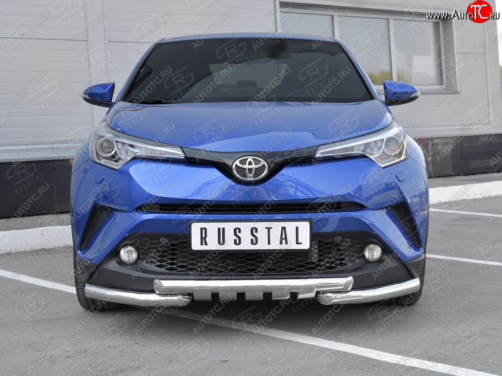 25 999 р. Защита переднего бампера (Ø63 мм с клыками, нержавейка) SLITKOFF Toyota C-HR NGX10, ZGX10 дорестайлинг (2016-2019)  с доставкой в г. Краснодар