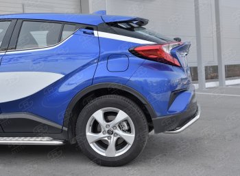 17 449 р. Защита заднего бампера (Ø42 мм волна, нержавейка) SLITKOFF  Toyota C-HR  NGX10, ZGX10 (2016-2019) дорестайлинг  с доставкой в г. Краснодар. Увеличить фотографию 3