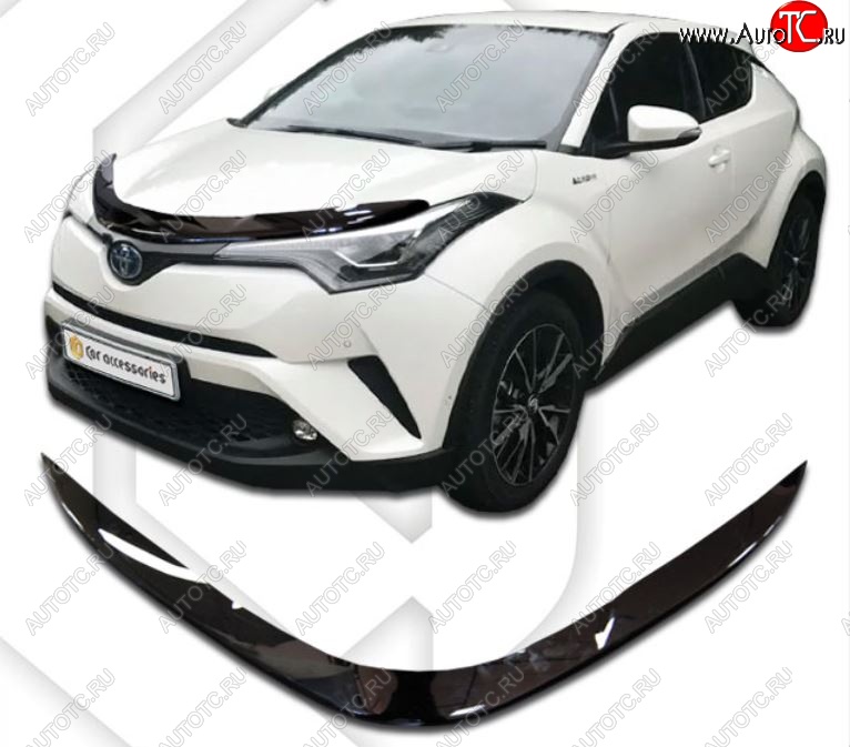 1 999 р. Дефлектор капота CA-Plastiс  Toyota C-HR  NGX10, ZGX10 (2019-2025) рестайлинг (Classic черный, Без надписи)  с доставкой в г. Краснодар