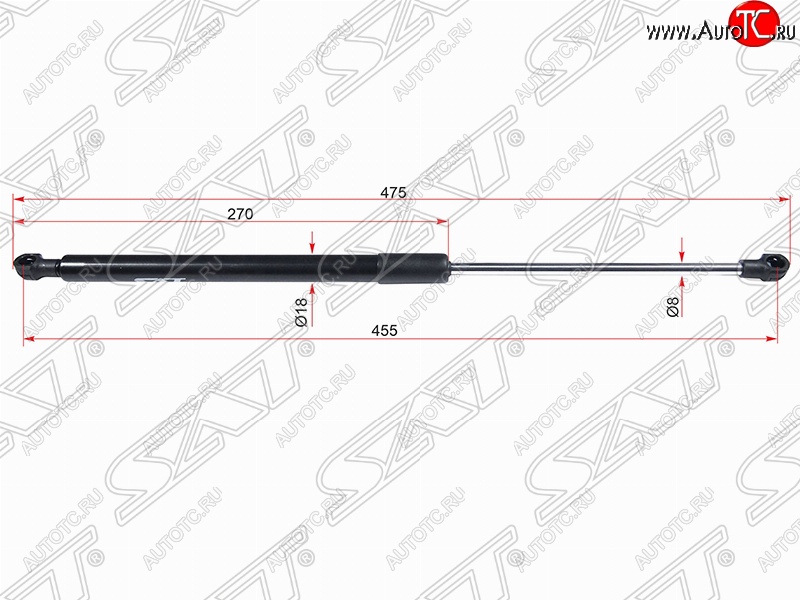 899 р. Правый газовый упор крышки багажника SAT  Toyota Caldina  T240 (2002-2007) универсал дорестайлинг, универсал рестайлинг  с доставкой в г. Краснодар