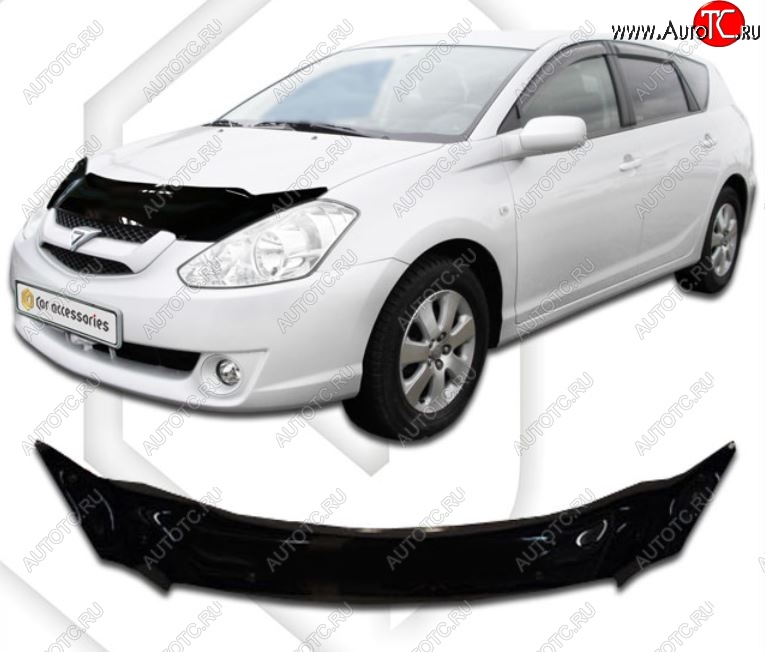 2 259 р. Дефлектор капота CA-Plastiс exclusive Toyota Caldina T240 универсал дорестайлинг (2002-2004) (Classic черный, Без надписи)  с доставкой в г. Краснодар