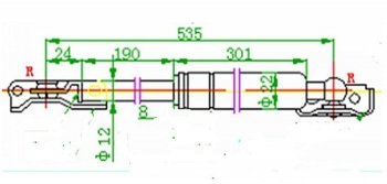 Левый газовый упор крышки багажника SAT Toyota (Тойота) Caldina (Калдина)  T190 (1992-1997) T190 дорестайлинг универсал, рестайлинг универсал