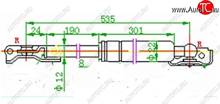 1 349 р. Левый газовый упор крышки багажника SAT  Toyota Caldina  T190 (1992-1997) дорестайлинг универсал, рестайлинг универсал  с доставкой в г. Краснодар