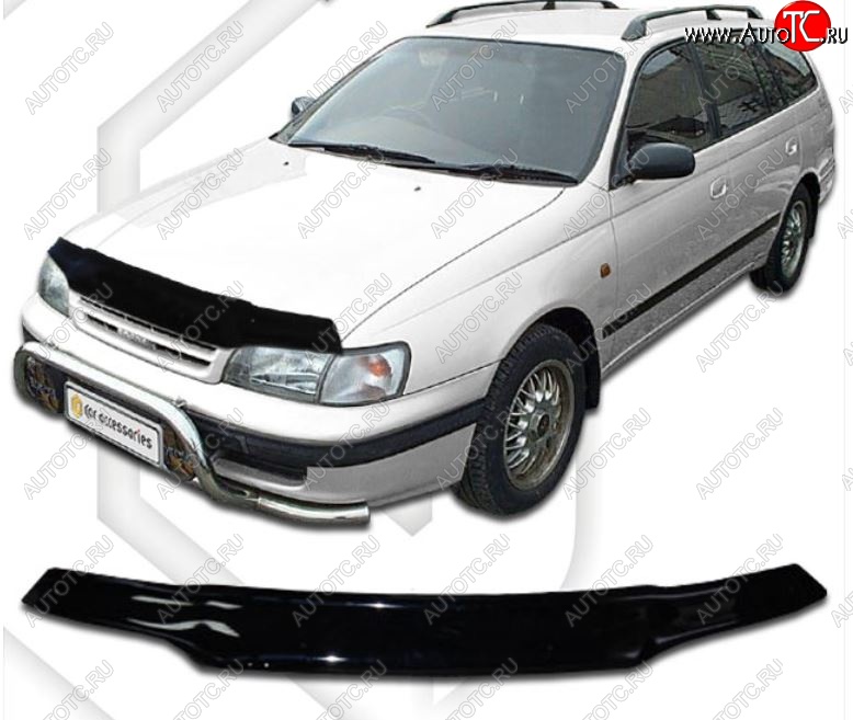 1 999 р. Дефлектор капота CA-Plastiс  Toyota Caldina  T190 (1992-1997) дорестайлинг универсал, рестайлинг универсал (Classic черный, Без надписи)  с доставкой в г. Краснодар