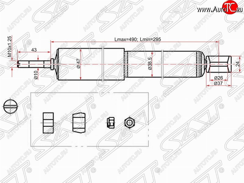 1 599 р. Амортизатор задний SAT Toyota Caldina T190 дорестайлинг универсал (1992-1995)  с доставкой в г. Краснодар