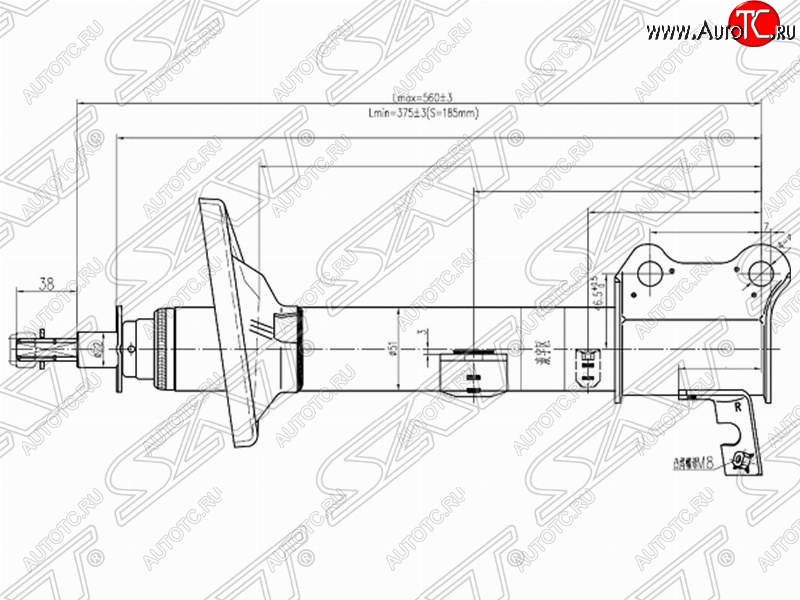 3 899 р. Правый амортизатор задний SAT Toyota Carina T190 седан дорестайлинг (1992-1994)  с доставкой в г. Краснодар