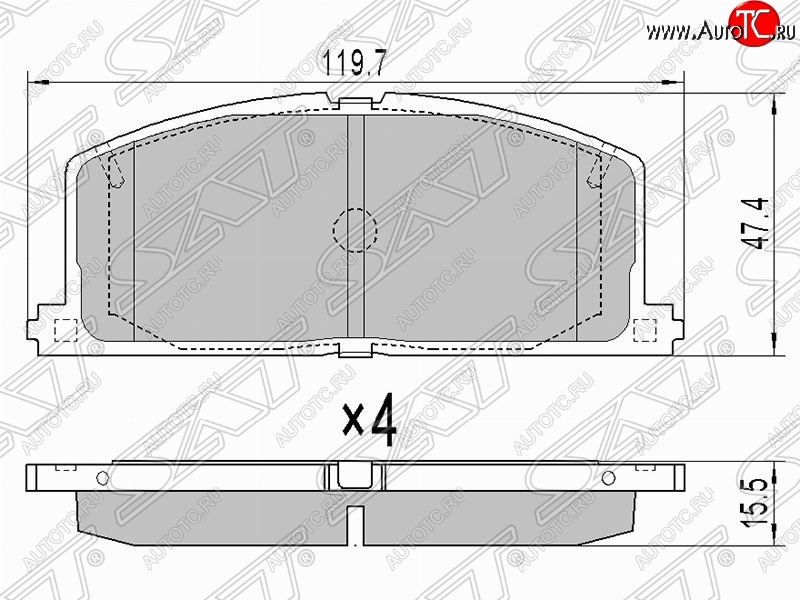 1 129 р. Колодки тормозные (передние) SAT  Toyota Caldina ( T190,  T210) - Raum  с доставкой в г. Краснодар