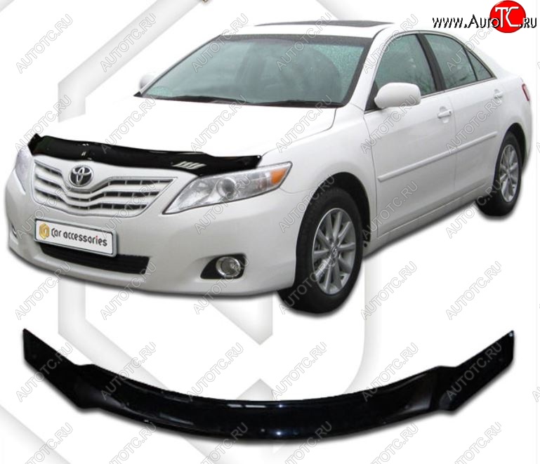 2 189 р. Дефлектор капота CA-Plastiс  Toyota Camry  XV40 (2009-2011) рестайлинг (Classic черный, Без надписи)  с доставкой в г. Краснодар