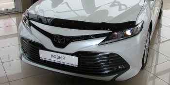 2 879 р. Дефлектор капота SIM Toyota Camry XV70 дорестайлинг (2017-2021)  с доставкой в г. Краснодар. Увеличить фотографию 2