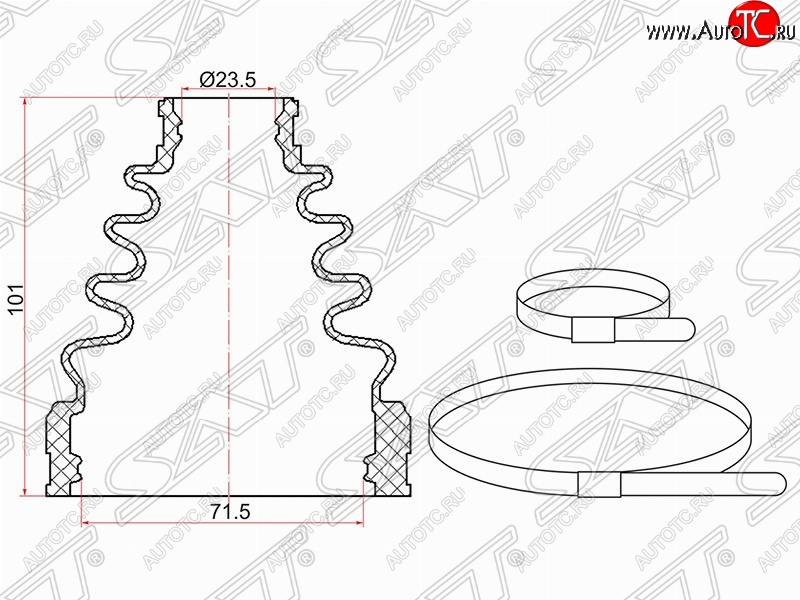 379 р. Пыльник ШРУСа (внутренний/передний) SAT  Toyota Camry  XV30 (2001-2006) дорестайлинг, рестайлинг  с доставкой в г. Краснодар