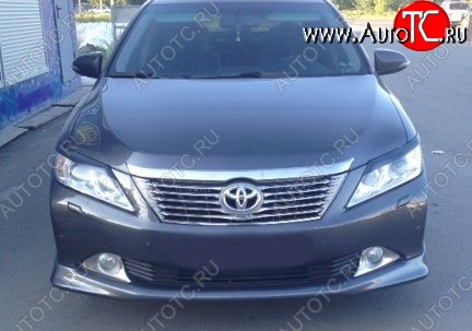 3 999 р. Накладка на передний бампер CT Toyota Camry XV50 дорестайлинг (2011-2014) (Неокрашенная)  с доставкой в г. Краснодар