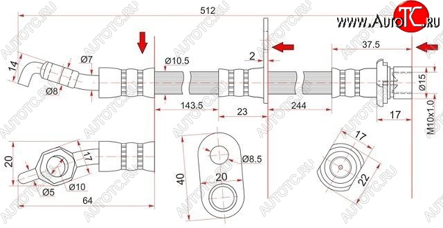 1 089 р. Тормозной шланг SAT (задний, левый/правый)  Toyota Camry ( V40,  XV30,  XV40) - Vista  седан  с доставкой в г. Краснодар