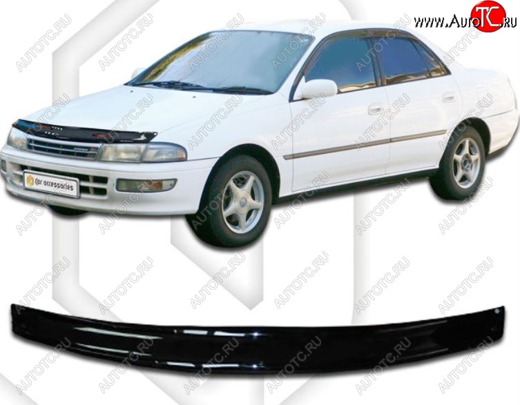 1 999 р. Дефлектор капота CA-Plastiс  Toyota Carina  T190 (1992-1994) седан дорестайлинг (Classic черный, Без надписи)  с доставкой в г. Краснодар