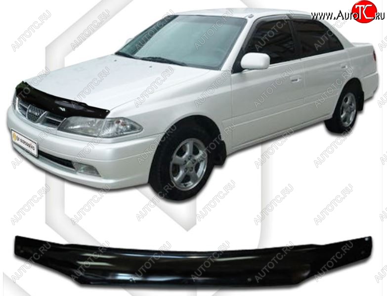 2 049 р. Дефлектор капота CA-Plastiс  Toyota Carina  Е210 (1998-2001) седан рестайлинг (Classic черный, Без надписи)  с доставкой в г. Краснодар