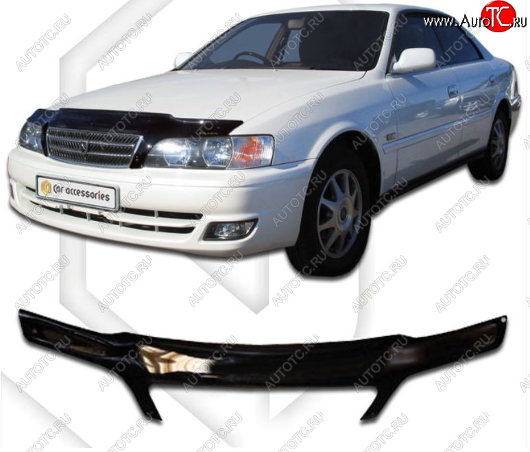 2 199 р. Дефлектор капота CA-Plastiс  Toyota Chaser (1996-2001) (Classic черный, Без надписи)  с доставкой в г. Краснодар