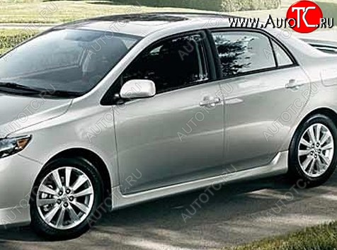 7 399 р. Пороги накладки CT Toyota Corolla E150 седан дорестайлинг (2006-2010) (Неокрашенные)  с доставкой в г. Краснодар