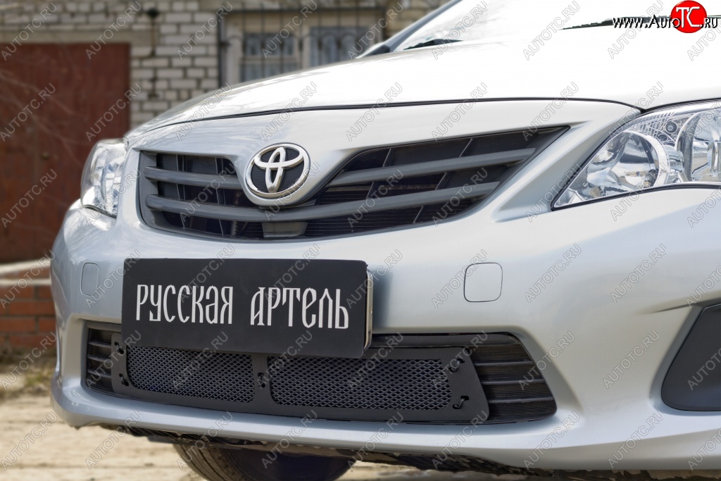 1 799 р. Защитная сетка решетки переднего бампера РА Toyota Corolla E150 седан рестайлинг (2009-2013)  с доставкой в г. Краснодар