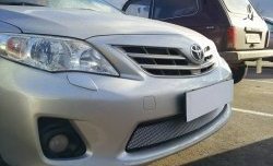 1 539 р. Сетка на бампер Russtal (хром) Toyota Corolla E150 седан рестайлинг (2009-2013)  с доставкой в г. Краснодар. Увеличить фотографию 2