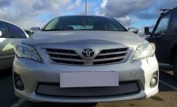 Сетка на бампер Russtal (хром) Toyota (Тойота) Corolla (Королла)  E150 (2009-2013) E150 седан рестайлинг