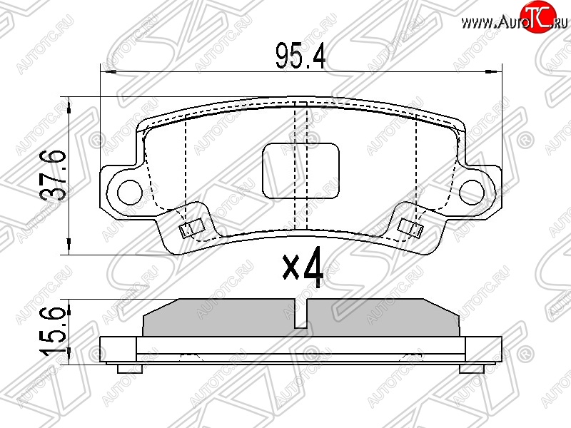 799 р. Колодки тормозные SAT (задние)  Toyota Corolla Fielder  E120 (2000-2006) универсал дорестайлинг, универсал 1-ый рестайлинг, универсал 2-ой рестайлинг  с доставкой в г. Краснодар