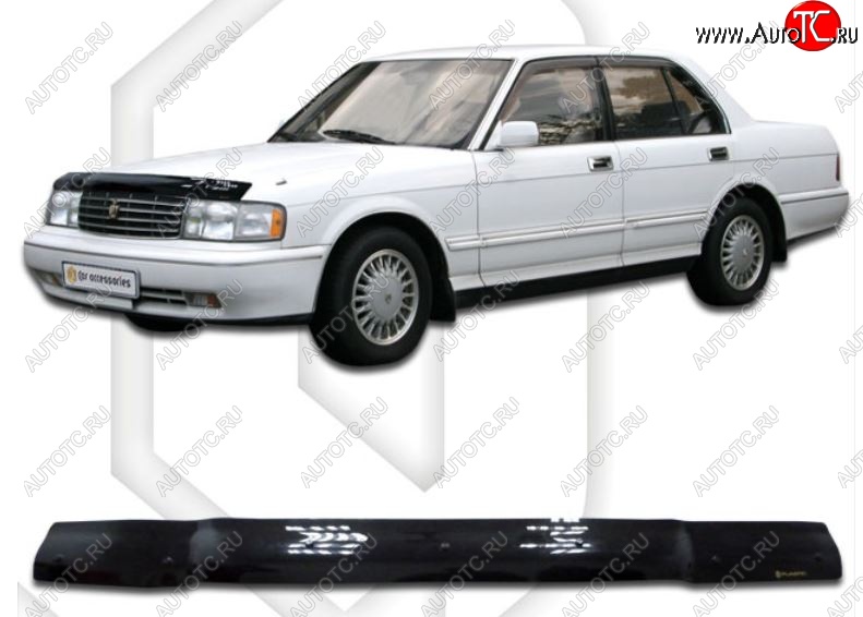 1 899 р. Дефлектор капота CA-Plastiс  Toyota Crown  S130 (1991-1999) седан 2-ой рестайлинг (Classic черный, Без надписи)  с доставкой в г. Краснодар