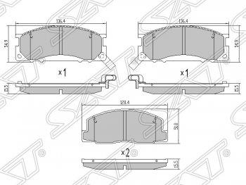 999 р. Колодки тормозные SAT (передние) Toyota Estima XR10,XR20 (1990-1999)  с доставкой в г. Краснодар. Увеличить фотографию 1