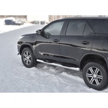 26 999 р. Пороги труба d76 с накладкой (v1) SLITKOFF Toyota Fortuner AN160 дорестайлинг (2015-2020)  с доставкой в г. Краснодар. Увеличить фотографию 3