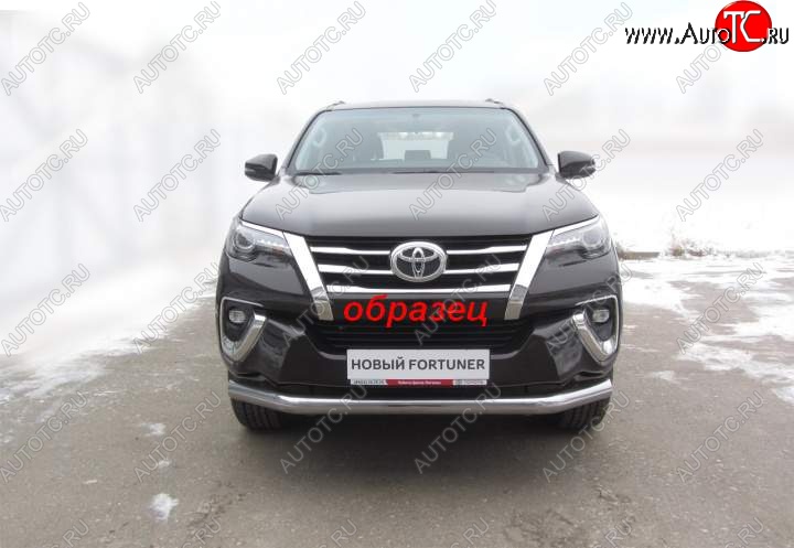 14 899 р. Защита переднего бампер Slitkoff Toyota Fortuner AN160 дорестайлинг (2015-2020) (Цвет: серебристый)  с доставкой в г. Краснодар