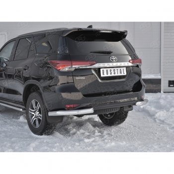 30 099 р. Защита заднего бампера (Ø76 мм уголки, нержавейка) SLITKOFF Toyota Fortuner AN160 дорестайлинг (2015-2020)  с доставкой в г. Краснодар. Увеличить фотографию 4