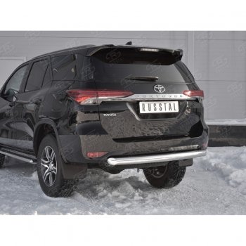 17 999 р. Защита заднего бампера (Ø63 мм короткая, нержавейка) SLITKOFF Toyota Fortuner AN160 дорестайлинг (2015-2020)  с доставкой в г. Краснодар. Увеличить фотографию 4