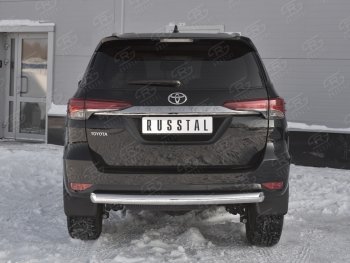 17 999 р. Защита заднего бампера (Ø63 мм короткая, нержавейка) SLITKOFF Toyota Fortuner AN160 дорестайлинг (2015-2020)  с доставкой в г. Краснодар. Увеличить фотографию 1