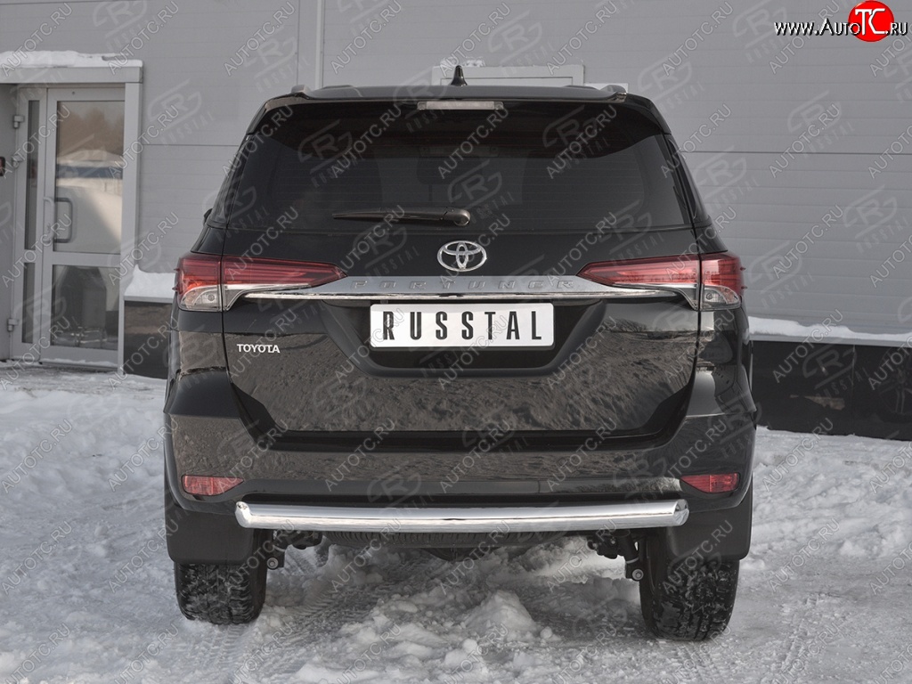 17 999 р. Защита заднего бампера (Ø63 мм короткая, нержавейка) SLITKOFF Toyota Fortuner AN160 дорестайлинг (2015-2020)  с доставкой в г. Краснодар