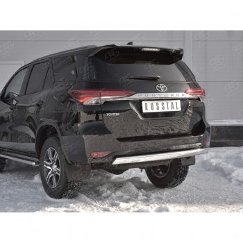 12 949 р. Защита заднего бампера (Ø75х42 мм, нержавейка) Russtal Toyota Fortuner AN160 дорестайлинг (2015-2020)  с доставкой в г. Краснодар. Увеличить фотографию 4