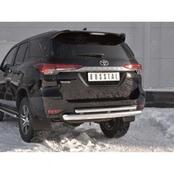 24 999 р. Защита заднего бампера (2 трубы Ø76х42 мм, нержавейка) SLITKOFF Toyota Fortuner AN160 дорестайлинг (2015-2020)  с доставкой в г. Краснодар. Увеличить фотографию 4