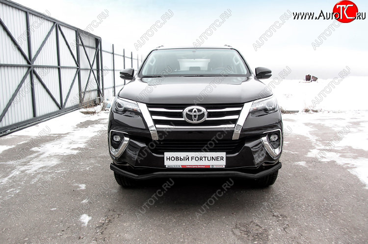 12 999 р. Защита переднего бампера Slitkoff (Ø 57 мм, волна). Toyota Fortuner AN160 дорестайлинг (2015-2020) (Сталь с полимерным покрытием. Цвет: черный)  с доставкой в г. Краснодар