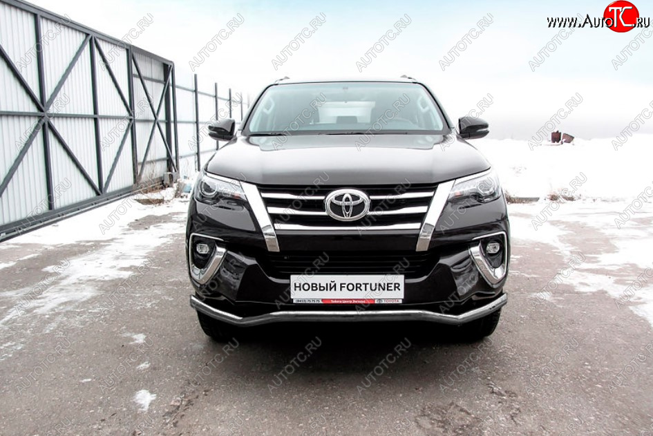 12 999 р. Защита переднего бампера Slitkoff (Ø 57 мм, волна).  Toyota Fortuner  AN160 (2015-2020) дорестайлинг (Сталь с полимерным покрытием. Цвет: серебристый)  с доставкой в г. Краснодар