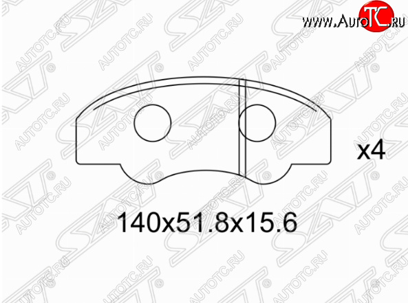 1 099 р. Комплект задних тормозных колодок SAT Toyota Fortuner AN160 дорестайлинг (2015-2020)  с доставкой в г. Краснодар