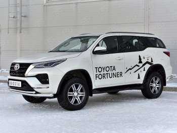 22 999 р. Защита переднего бампера (2 трубы Ø63 и 42 мм, нержавейка) SLITKOFF  Toyota Fortuner  AN160 (2020-2025) рестайлинг  с доставкой в г. Краснодар. Увеличить фотографию 2