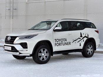 29 449 р. Защита переднего бампера (2 трубы Ø63, нержавейка) SLITKOFF Toyota Fortuner AN160 рестайлинг (2020-2024)  с доставкой в г. Краснодар. Увеличить фотографию 3