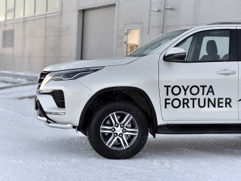 29 449 р. Защита переднего бампера (2 трубы Ø63, нержавейка) SLITKOFF Toyota Fortuner AN160 рестайлинг (2020-2024)  с доставкой в г. Краснодар. Увеличить фотографию 4