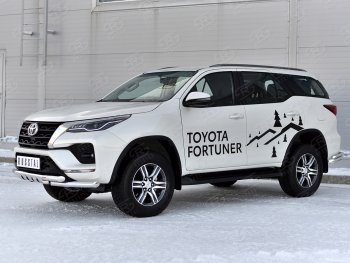 31 999 р. Защита переднего бампера (Ø63 мм с клыками, нержавейка) SLITKOFF  Toyota Fortuner  AN160 (2020-2024) рестайлинг  с доставкой в г. Краснодар. Увеличить фотографию 3