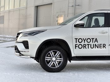 31 999 р. Защита переднего бампера (Ø63 мм с клыками, нержавейка) SLITKOFF  Toyota Fortuner  AN160 (2020-2024) рестайлинг  с доставкой в г. Краснодар. Увеличить фотографию 4