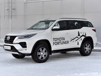 16 699 р. Защита переднего бампера (Ø75х42 мм, нержавейка) Russtal Toyota Fortuner AN160 рестайлинг (2020-2025)  с доставкой в г. Краснодар. Увеличить фотографию 3