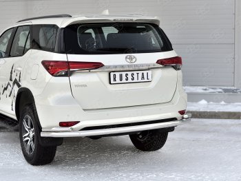 21 399 р. Защита заднего бампера (2 трубы Ø63 и 42 мм, нержавейка) SLITKOFF  Toyota Fortuner  AN160 (2020-2025) рестайлинг  с доставкой в г. Краснодар. Увеличить фотографию 2