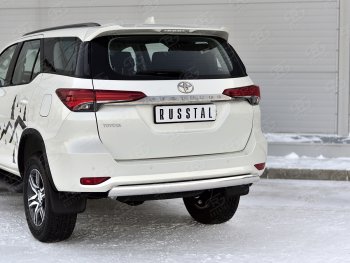 10 649 р. Защита заднего бампера (Ø75х42 мм, нержавейка) Russtal  Toyota Fortuner  AN160 (2020-2024) рестайлинг  с доставкой в г. Краснодар. Увеличить фотографию 2