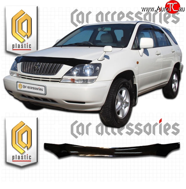 2 079 р. Дефлектор капота CA Plastic  Toyota Harrier  XU10 (1997-2003) дорестайлинг, рестайлинг (Classic черный, Без надписи)  с доставкой в г. Краснодар