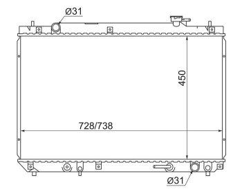 Радиатор двигателя SAT Toyota (Тойота) Harrier (Хариер)  XU10 (1997-2003) XU10 дорестайлинг, рестайлинг