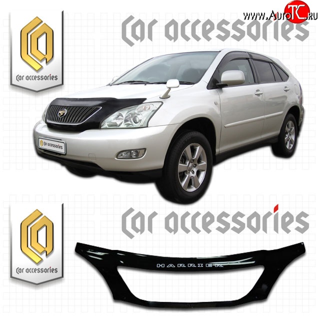 2 899 р. Дефлектор капота CA-Plastic exclusive  Toyota Harrier  XU30 (2003-2013) (Classic черный, Без надписи)  с доставкой в г. Краснодар