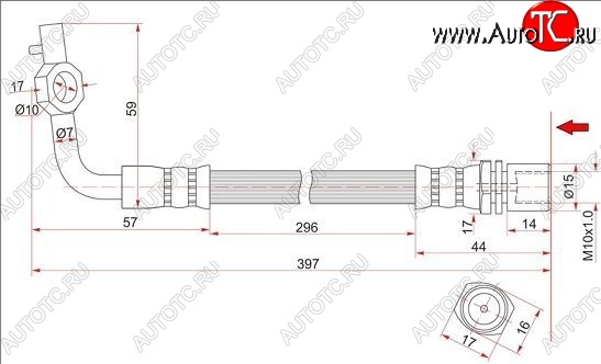 559 р. Тормозной шланг SAT (левый)  Toyota Hiace  H100 (1989-2004) минивэн дорестайлинг (Япония), минивэн 1-ый рестайлинг (Япония), минивэн (Япония)  2-ой рестайлинг  с доставкой в г. Краснодар